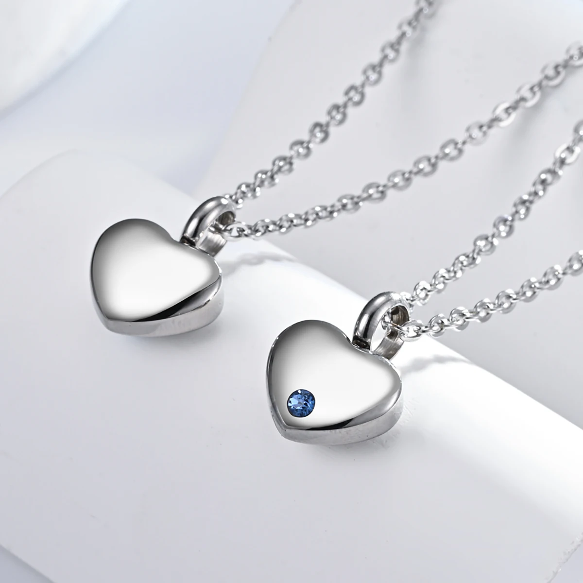 Classic Crystal Mini Heart Cremation Urn Necklace Funnel Fill Kit Keepsake Memorial Ashes Stainless Steel Pendant