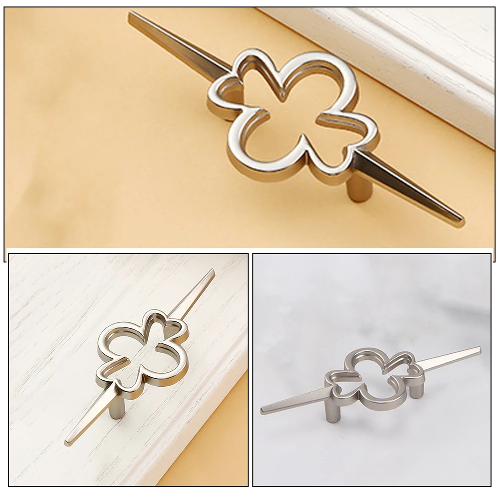 

Zinc Alloy Cabinet Minimalist Durable Drawer For Wardrobe Closet Door Replacement Simple Furniture Pull Handle Flower