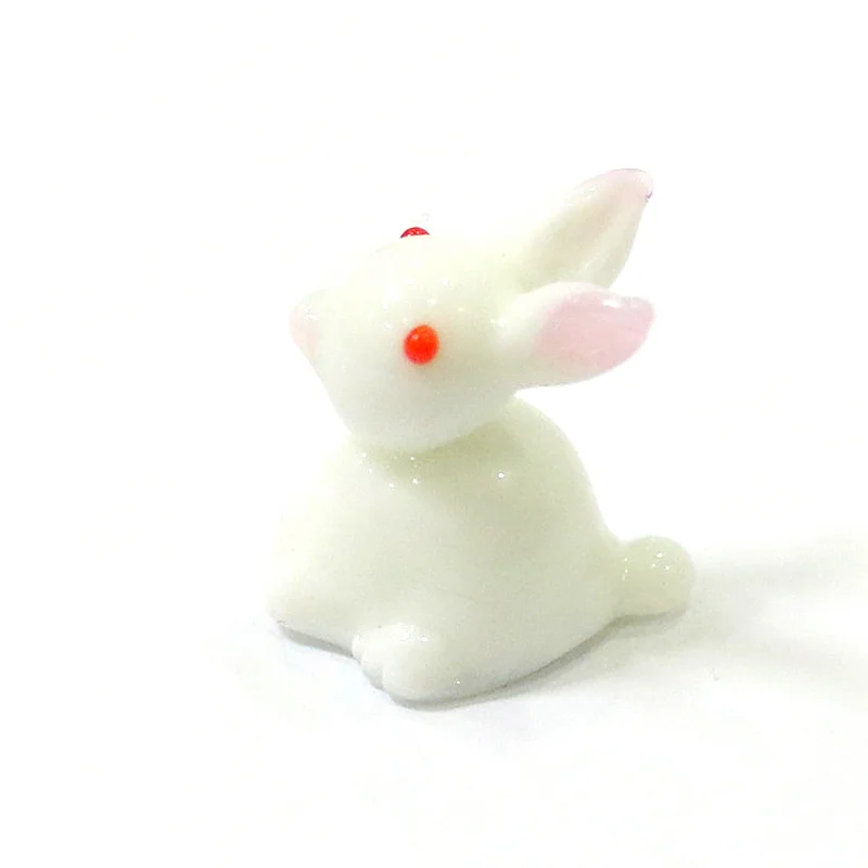 2 قطعة من تمثال أرنب زجاجي صغير بألوان متعددة ، زخارف أرنب لطيف في المنزل غرفة الأطفال ، حديقة الجنية ، إكسسوارات ديكور بونساي