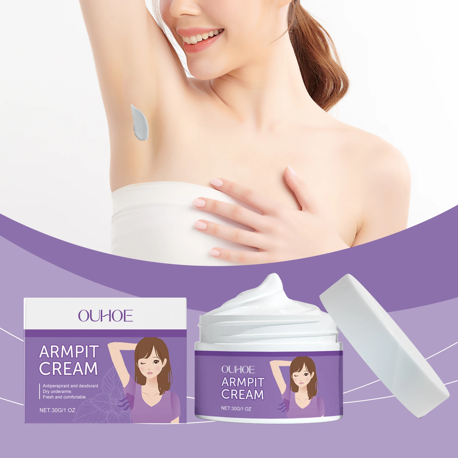 

OUHOE Armpit Cream - Odor - Neutralizing, Sweat - controlling, Skin - toning, All Skin Types, Portable, Refreshing