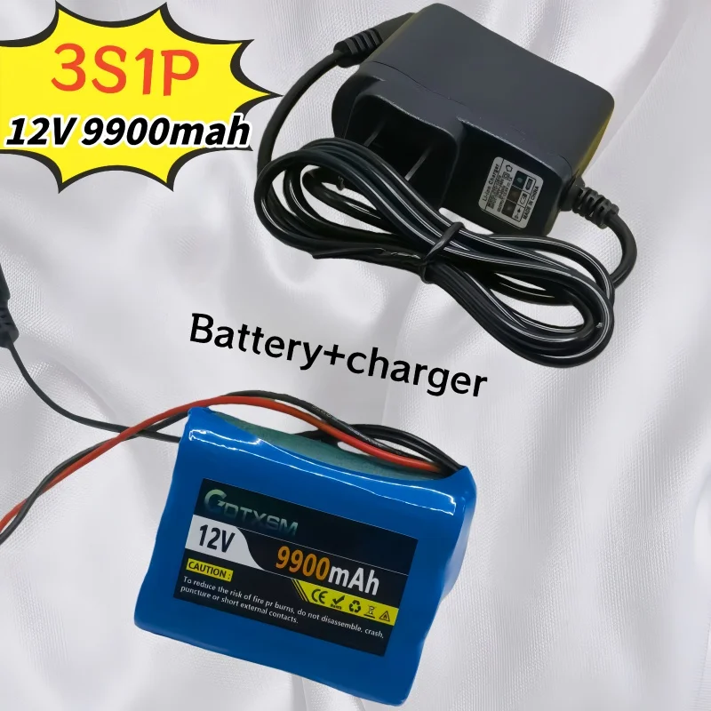 

12V protection plate 3S1P 9900mAh battery pack 12V 9900mAh 18650 lithium ion DC 12.6V super rechargeable battery+