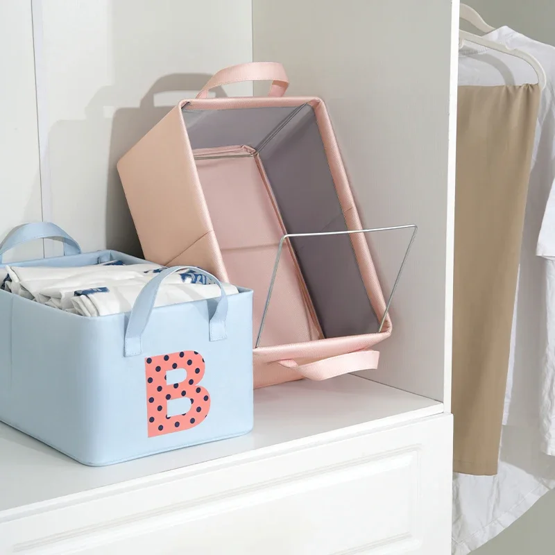 Folding Storage Basket Linen Storage Fabric Wardrobe Office Bedroom Closet Toys Laundry Basket with Handle Storage Organizer New