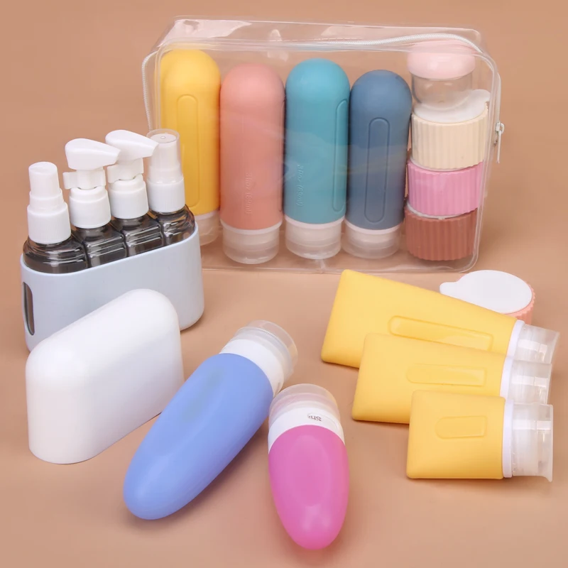 

Wholesale BPA Free Leak Proof Refillable Shampoo Bottles Silicone Travel Kits Squeezable Containers Travel Toiletry Bottle Set