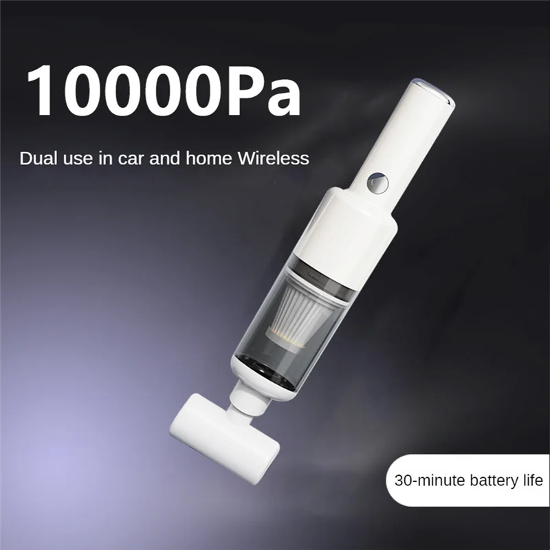 10000Pa 2 in 1 Car Vacuum Cleaner Wireless Charging Air Duster Handheld High-Power Vacuum Cleaner for Home Office-White