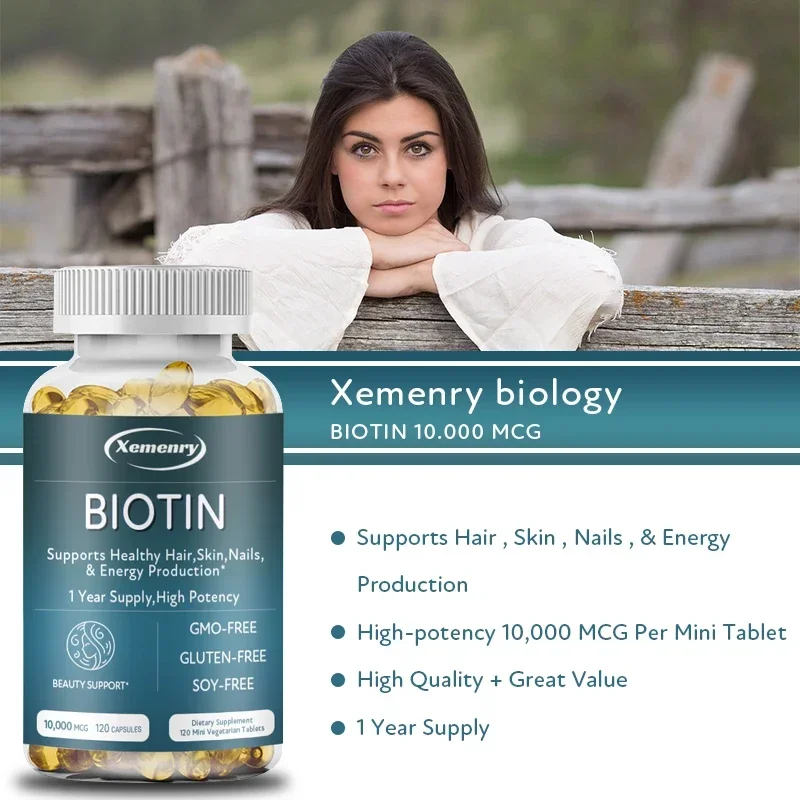 Biotin Capsule Supplement 10000 Mg - Beautiful Hair, Skin and Nails, Dietary Supplement