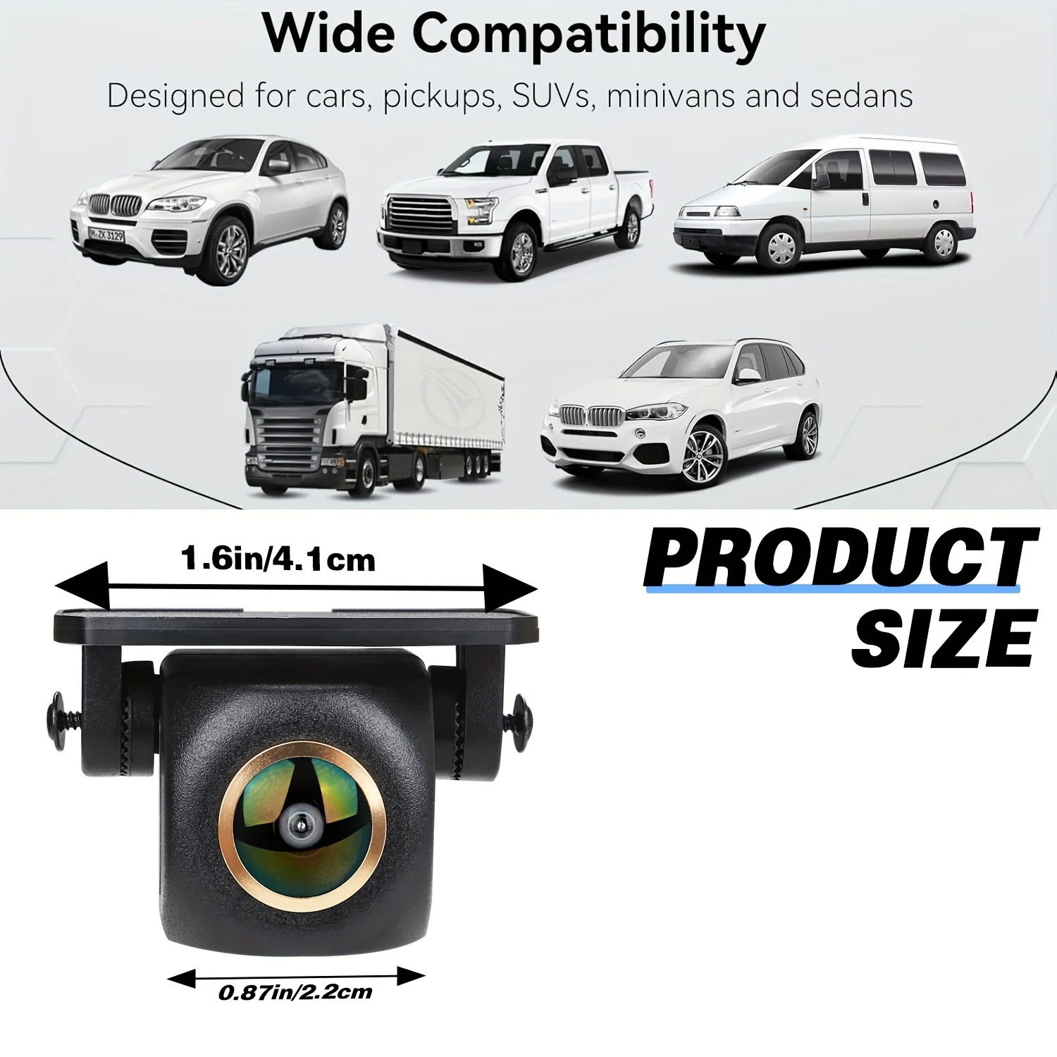 Dynamic Trajectory HD Backup Camera with Full Color Night Vision & 170° Fisheye Lens - HD Video for SUV, Truck, RV, Camper, Van