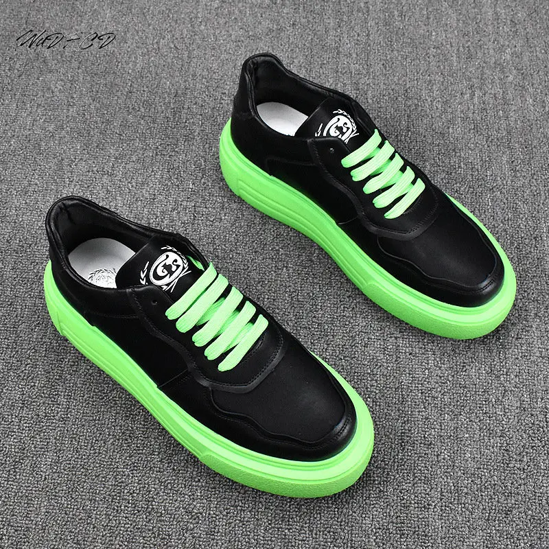 Sneakers Casual Men Soft Sole Board Shoes Fashion Microfiber Leather Breathable Height Increased Flat Platform Running Shoes