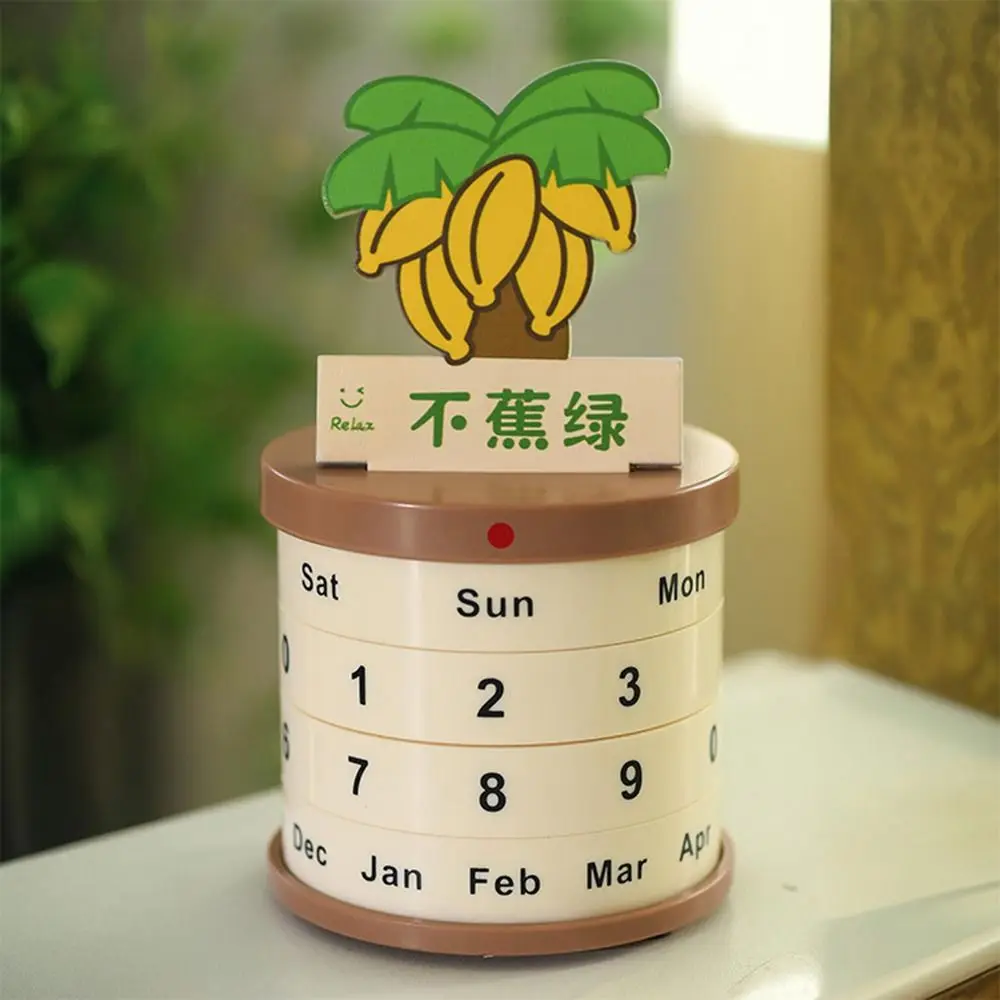 Reusable Plant Pot Perpetual Calendar Date Rotatable Stable Art Rotating Desk Calendar Round Multi-purpose