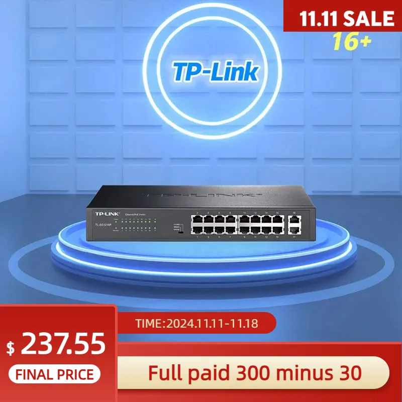 TP-Link 18 Port Full Gigabit 16-port 1G 1000Mbps PoE Switch  Wireless AP Power Supply IP Camera Poe Ethernet Switch Giga