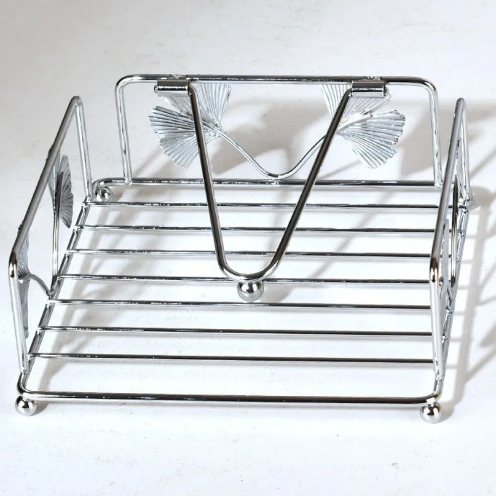 Sturdy Vintage Napkin Holder Hollow Out Ginkgo Pattern Napkin Tray Square Decorative Napkin Holder Desktop Placement view 3