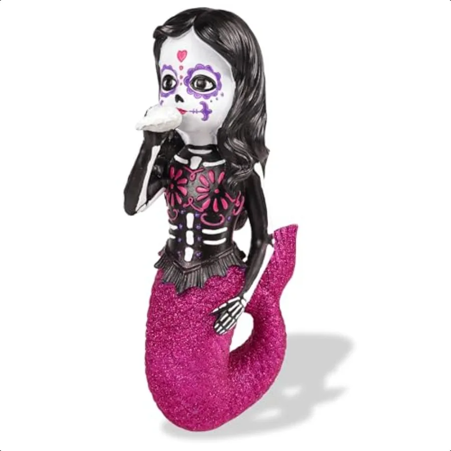 

Large Dia De Los Muertos Sugar Skull Mermaid Catrinas Mexicanas Tabletop Figurine of The Dead Halloween Decorations 13.5 Inches