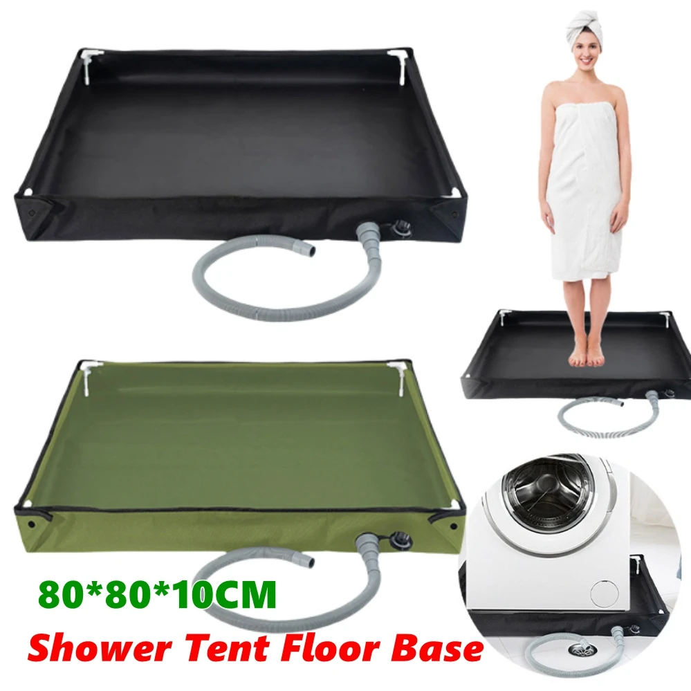 

Portable Shower Pan with Drain Hose Foldable Shower Base Camping Shower Tent Floor Base Outdoor Tent Shower Tray