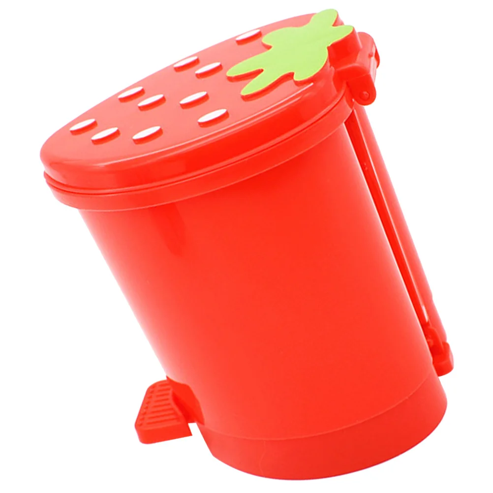 

Cute Mini Desktop Trash Can Cartoon Strawberry Plastic Small Rubbish Bin for Office Bedroom Home Decoration Home Garbage Can