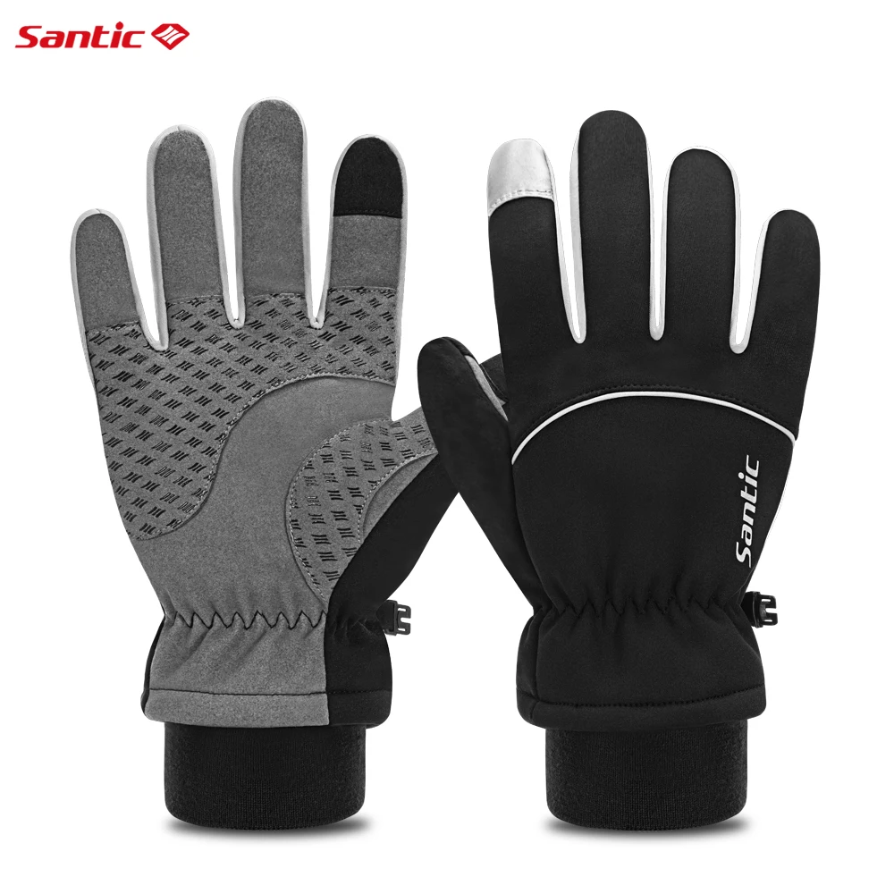 Santic Winter Cycling Gloves Keep Warm Bike Cycling Gloves MTB Windproof Long Finger Gloves For Men K3P151