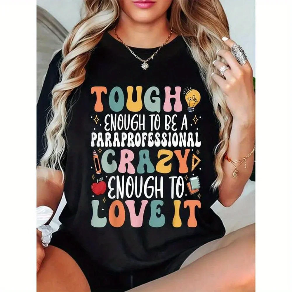 

Футболка Groovy Sped Teacher Groovy Sped Teacher больших размеров Tough Enough to Be A Paraprofessional — 100%, с коротким рукавом, с ярким буквенным принтом, повседневная