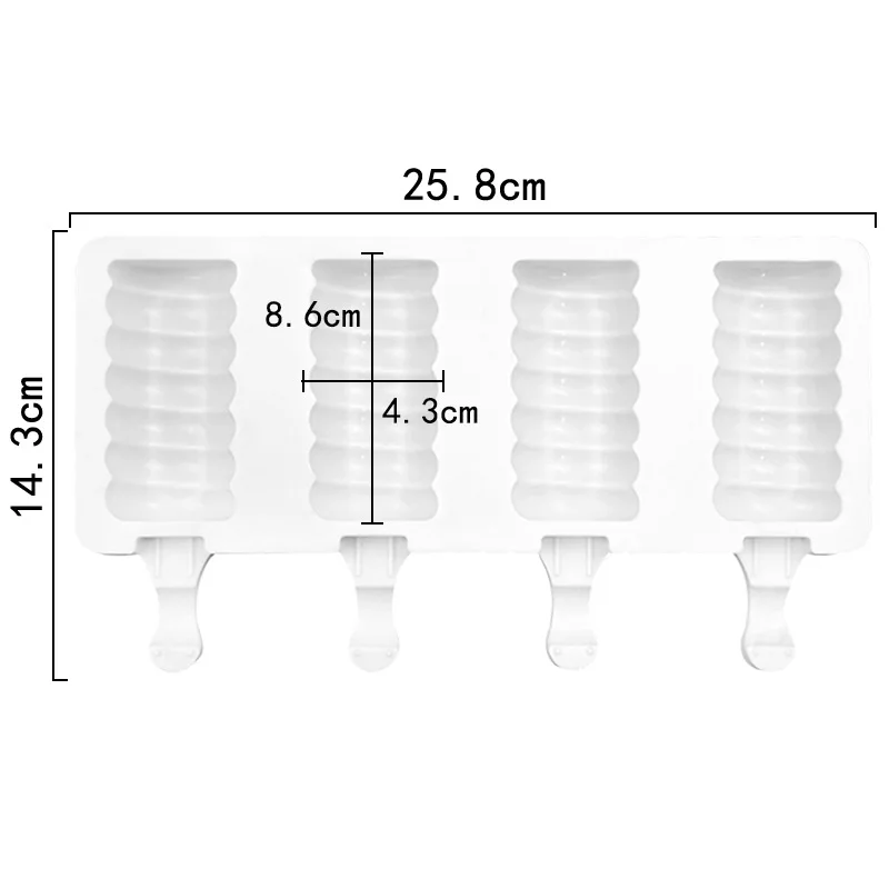 4 Large Spiral Ice Cream Molds, Household Ice Grid Mold Homemade Cheese Sticks, Not with Sticks XG1023