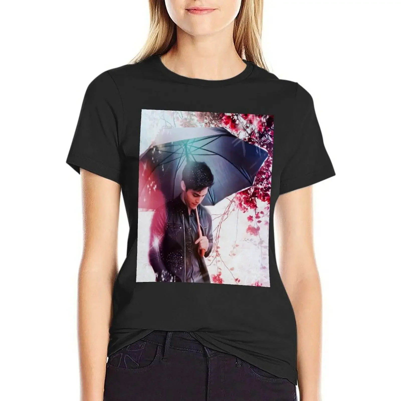 

Matt Daddario umbrella T-Shirt animal print tops aesthetic clothes white t-shirt dress for Women sexy