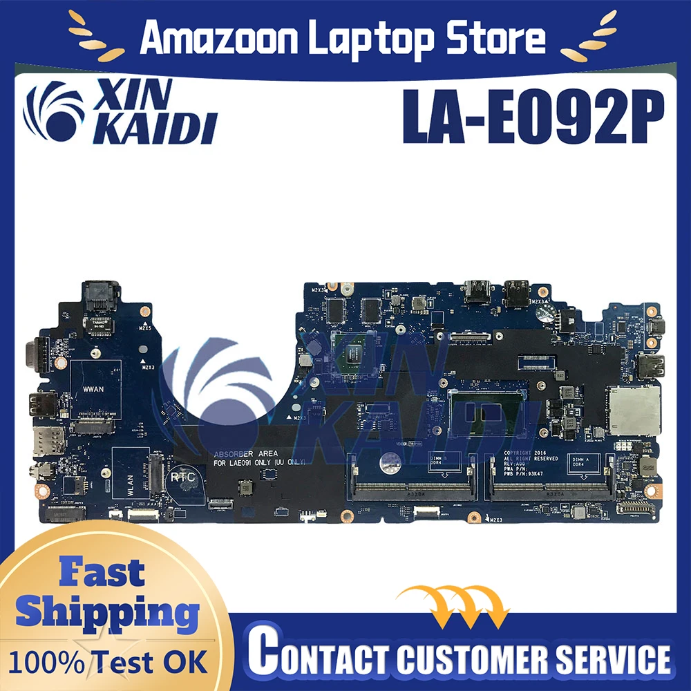 

For Dell Latitude 5580 Laptop Motherboard LA-E092P i5-7300U i7-7600U 930MX 2G 07W357 0309W1 07RD9D Notebook Mainboard Tested OK