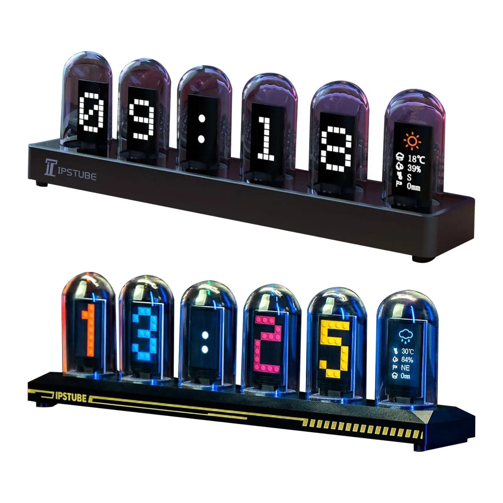 Nixie Tube Clock Photo Album Weather Setting Gift Desk Digital Clock RGB Glow Tube Clock for NightStand Dorm Kids Office Family