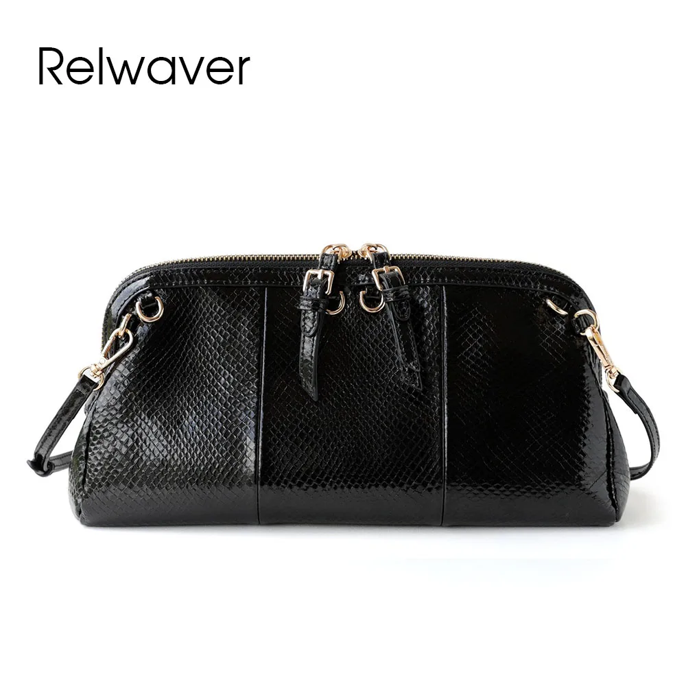 

Relwaver python pattern cow leather shoulder bag for women 2025 autumn winter cross body bag multi-function backpack