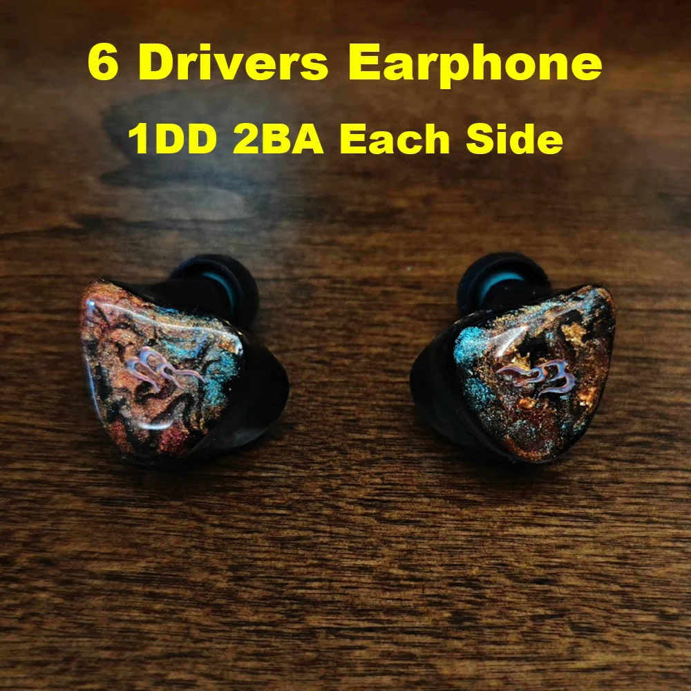 

1DD 2BA IEM Earphones in-ear Monitor Earbuds HiFi Wired Headphones 10mm DLC Diaphragm 2pin Detachable Cable 3.5mm IEMs Headsets