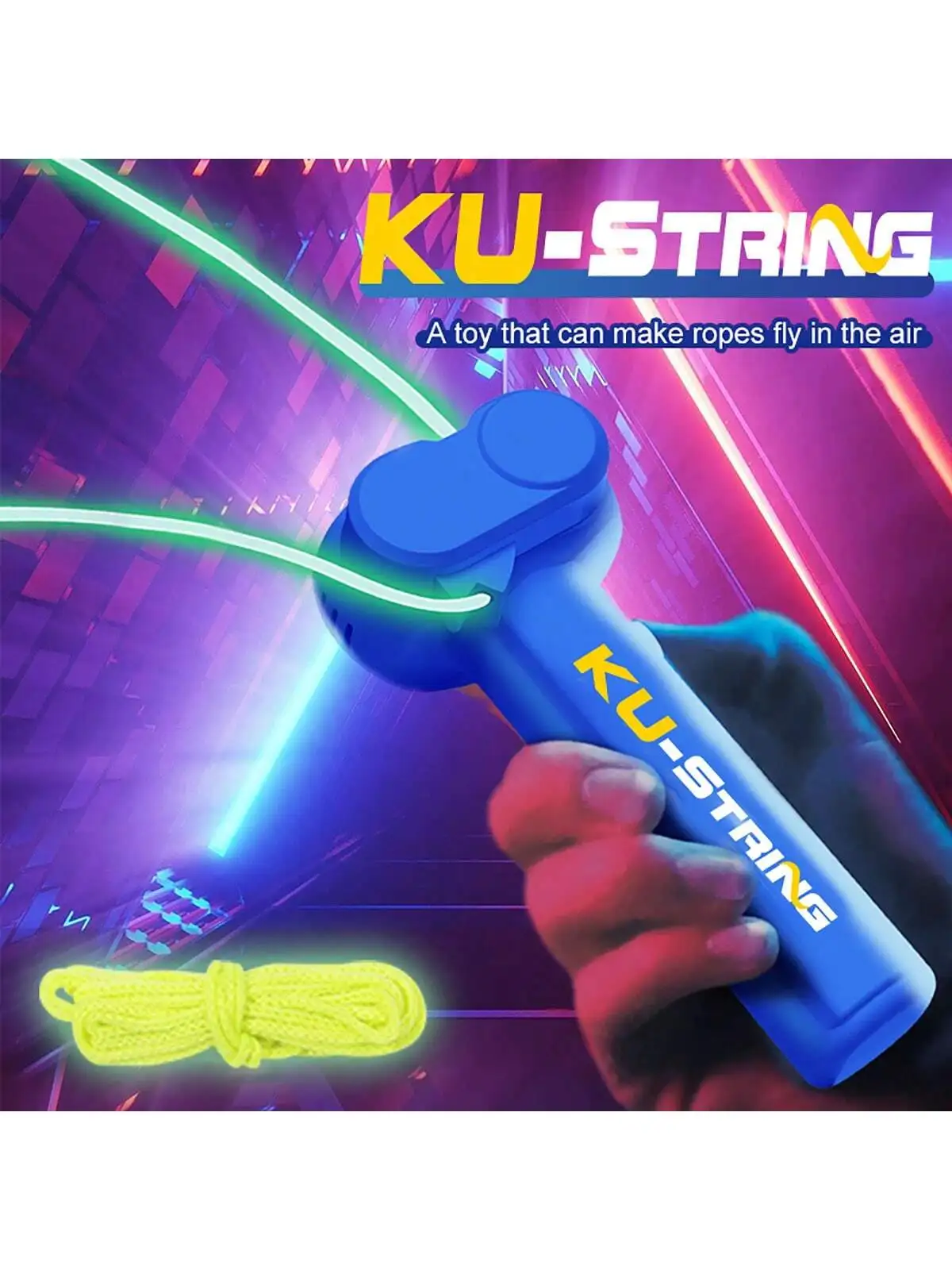 Portable Handheld String Launcher, Glows in Dark, Stress Relief Toy, Pet Entertainment Device, Party Gift for Teens