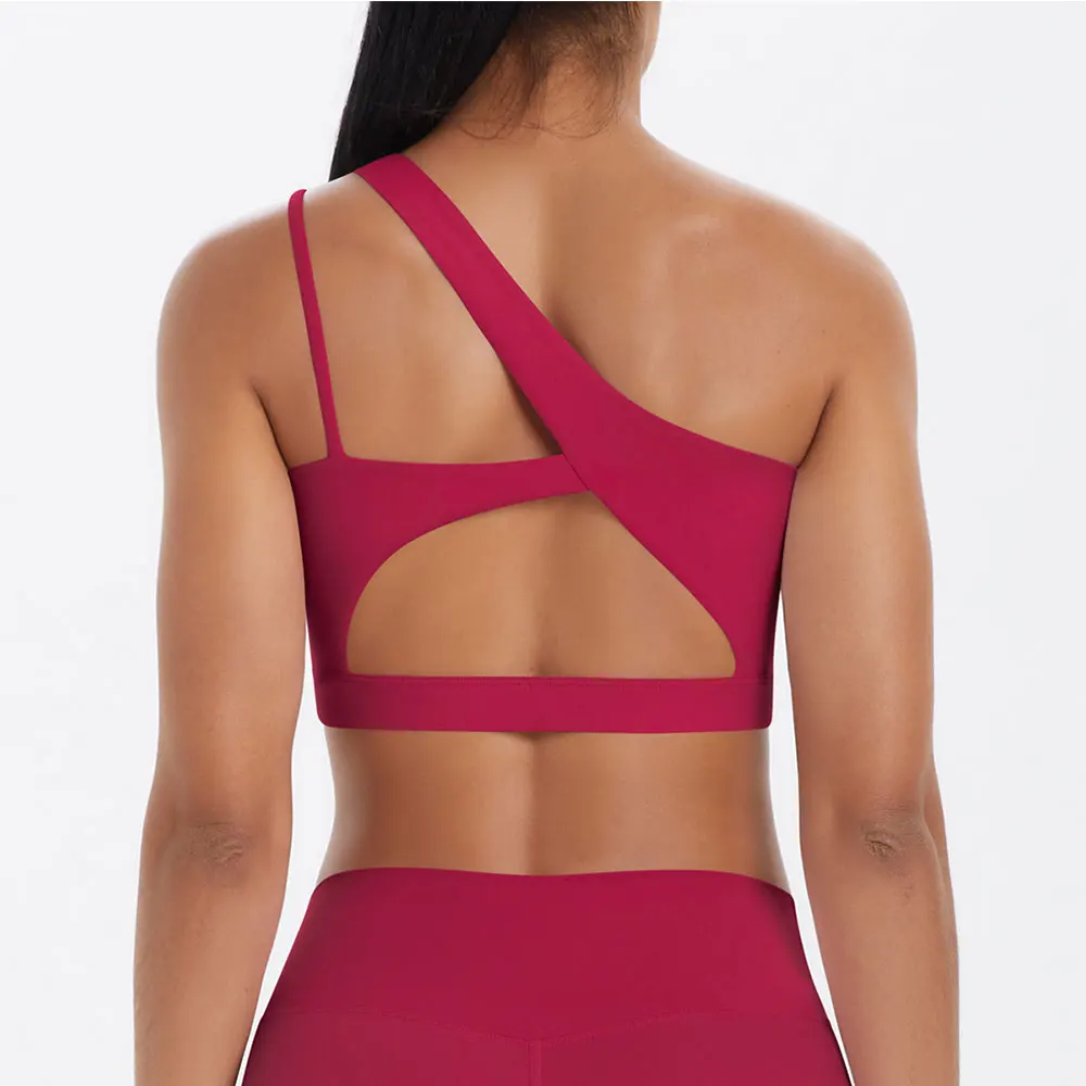 JUREN Sports Bra Women Push Up Fitness Bras One Shoulder Underwear Shockproof Yoga Bra Workout Bra Yoga Running Bra Sexy Vest