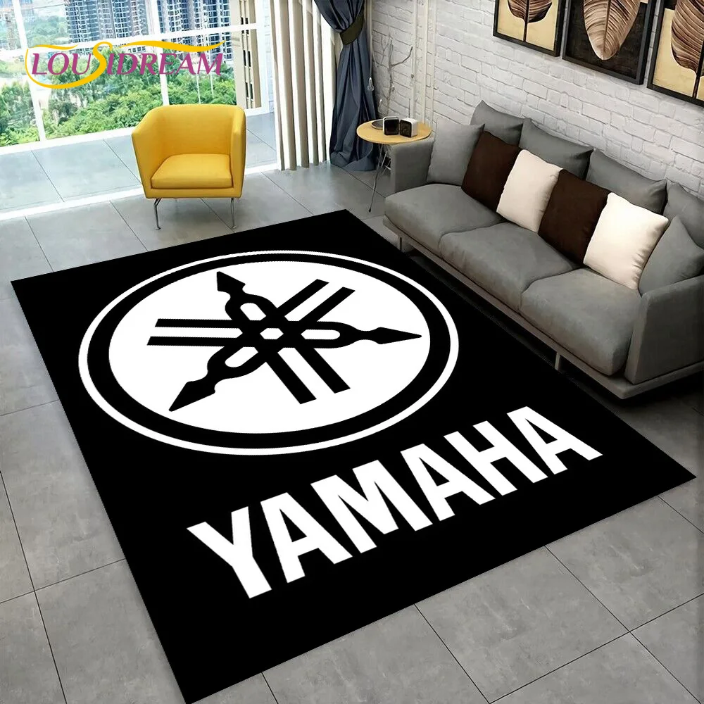 HD Fashion YAMAHA Logo Racing Motorcycle Rug Carpet for Living Room Bedroom Home Decor,Floor Mat Non-slip for Sofa Doormat Gift