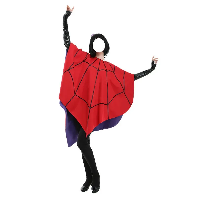 2025 22 زي نمط شبكة العنكبوت للنساء والرجال مجموعة ملابس الهالوين الحمراء
