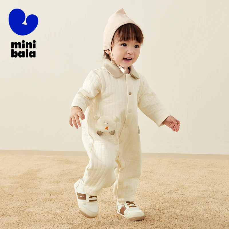 Mini Bala Outdoor Onesie Baby صديق للبشرة أوائل الربيع الدافئة طية صدر السترة أزياء لطيف الرضع الزي