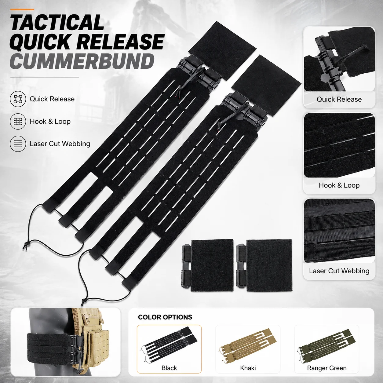 Tactical Vest Cummerbund Quick Release Buckle Set MOLLE Waistband for JPC CPC 6094 420 Plate Carrier Airsoft Outdoor Gear