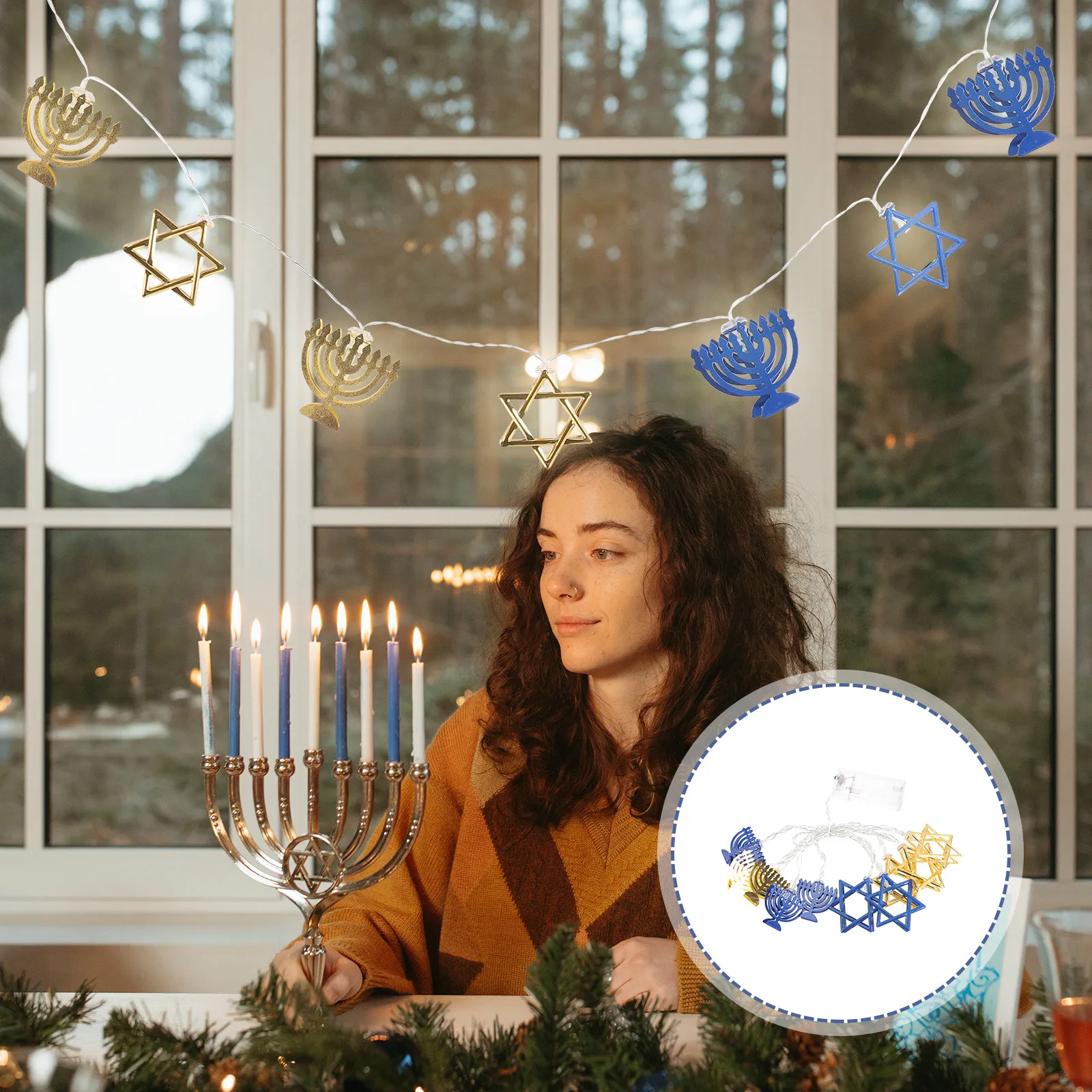 

Гирлянда-звезда на Хануку, светодиодная, на батарейках, для декора, праздничные украшения для вечеринок, комнатные светильники на Хануку