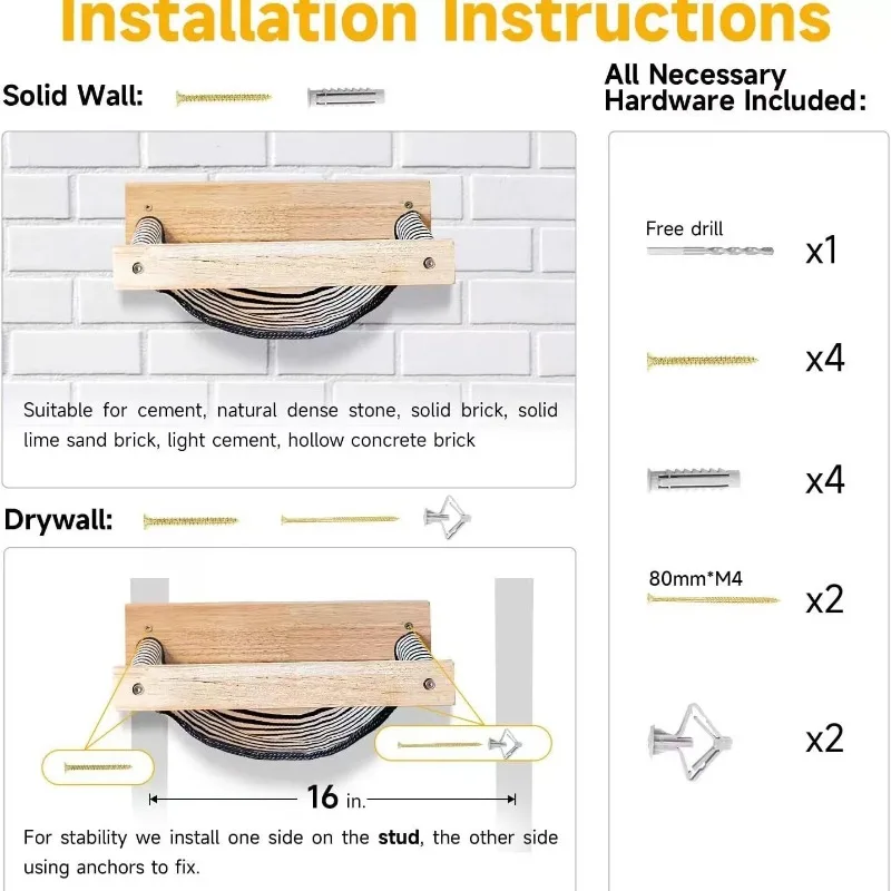 Solid wood wall-mounted cat nest, balcony window wall-mounted cat hammock, cat climbing frame