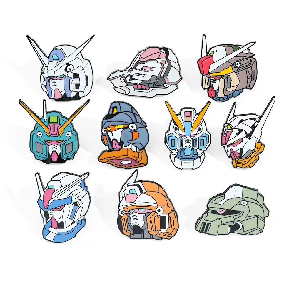 10 Pcs Cartoon Anime Brooch Fashion Game Robot Enamel Lapel Metal Badge Jewelry Backpack Clothing Accessories Gifts for Friends