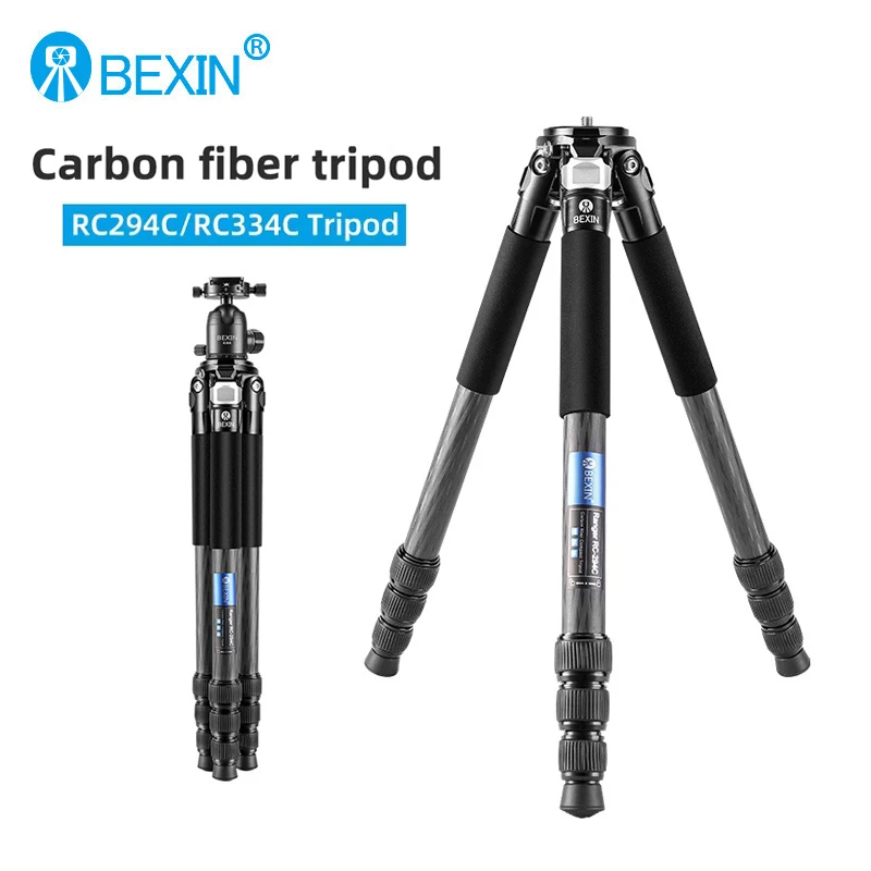 BEXIN RC Series Portable Folding Carbon Fiber Tripod Professional Outdoor Travel Tripod for DSLR Camera Telephoto Lens Bracket