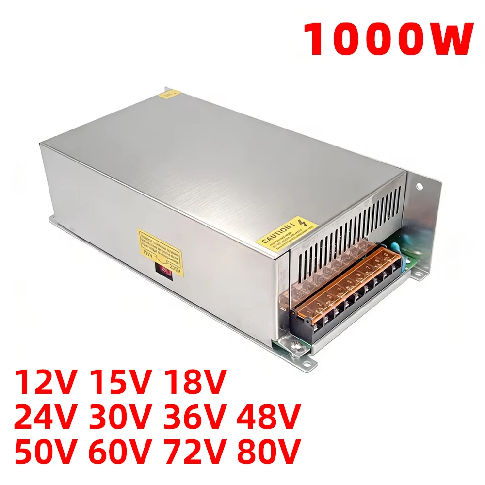 

1000W DC12V 18V 24V 36V 48V 60V 70V 72V 80V Lighting Transformer AC110V/220V SMPS CNCAdjustable Voltage For LED Stirp Motor CCTV