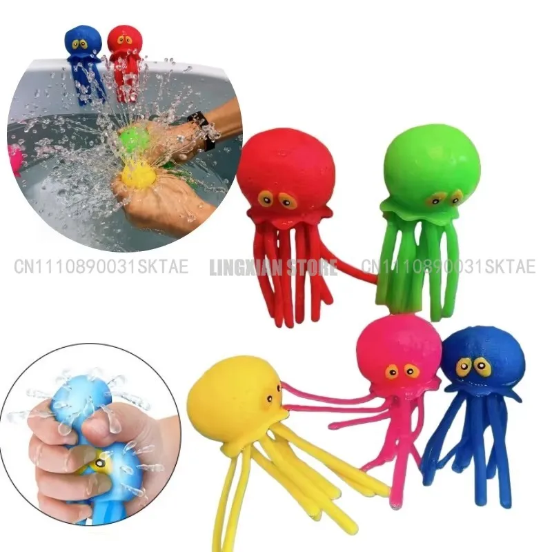 Super Cute pinch Squeeze Water Octopus Stress Relief Toy  Bathing Playing With Water Shower Decoration Summer Swimming Gifts