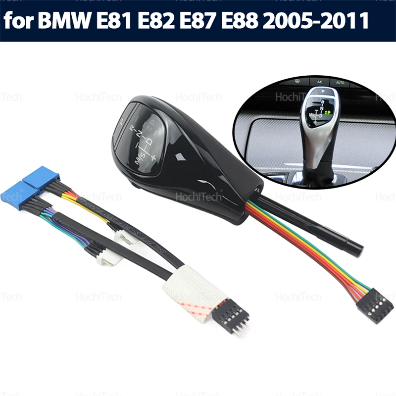 

Led PU Leather Sliver LED Gear Shift Knob Automatic Gear Shifter Lever Handle Kit for BMW 1 Series E81 E82 E87 E88 2005-2011