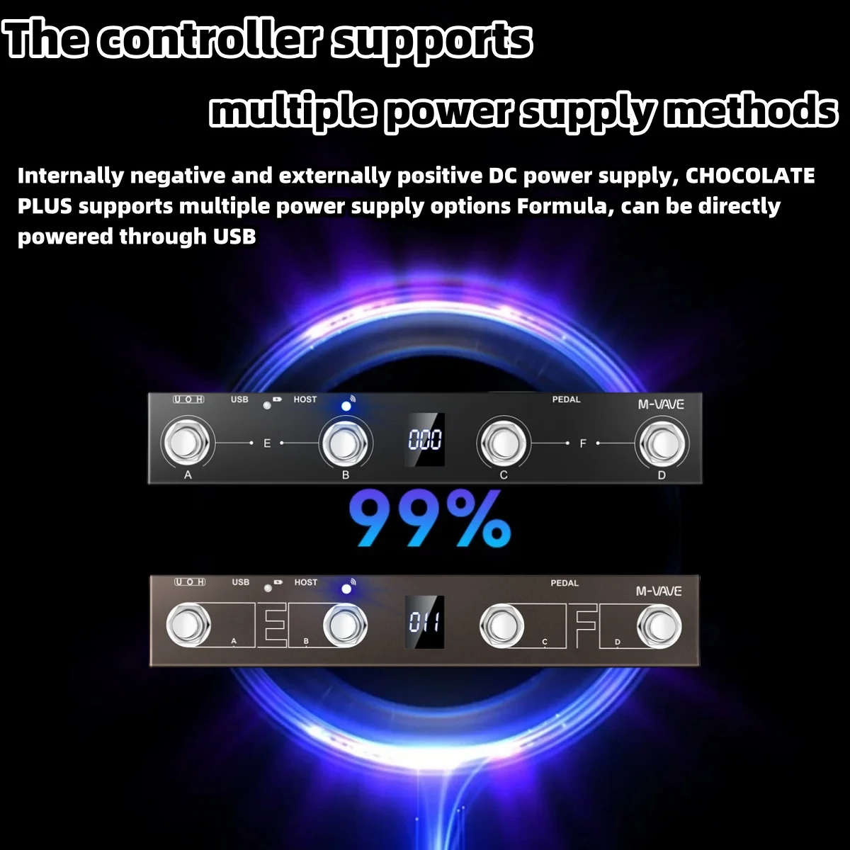 M-VAVE 초콜릿 플러스 프로그래밍 가능 MIDI 컨트롤러 4 버튼 풋스위치 지원 호스트 USB MIDI 컨트롤, 무선 미디 어댑터