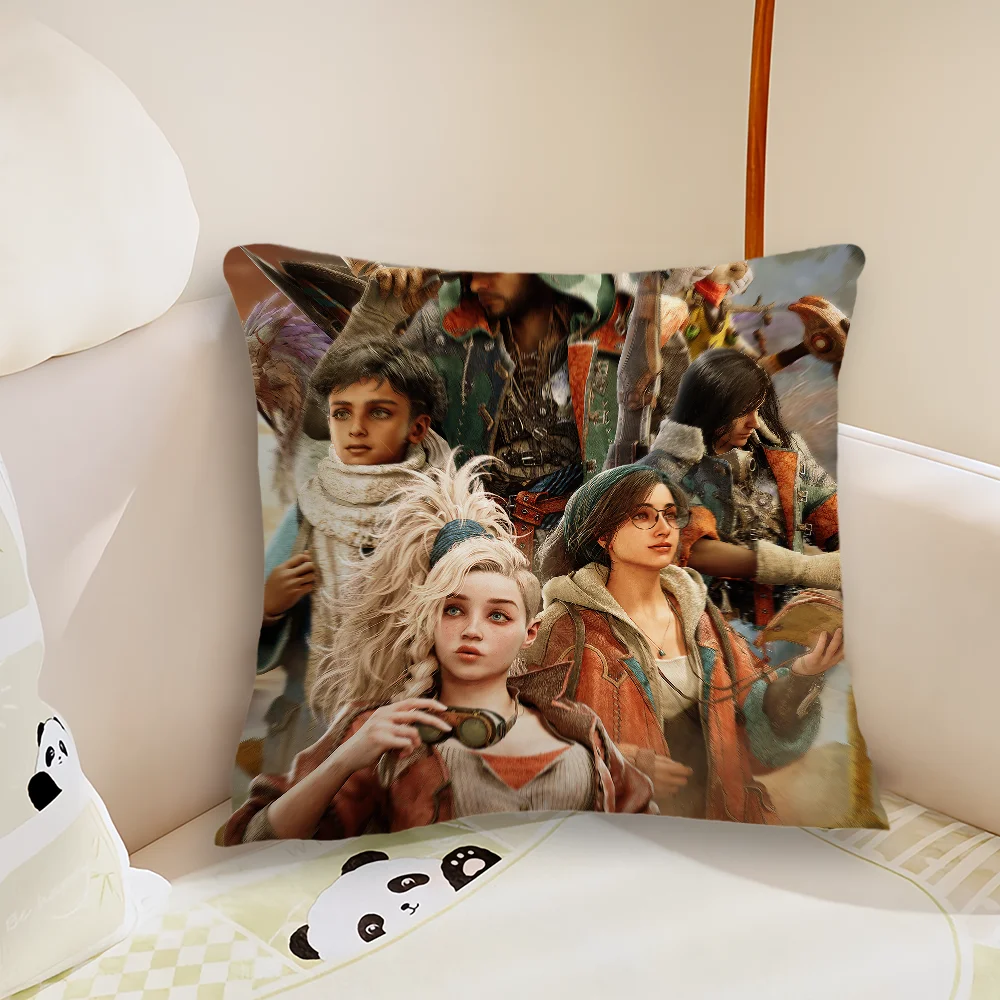 Game M-Monster H-Hunter Wilds Pillow Case Living Room Sofa Cushion Cover Suitable For Home Bedroom Room Decoration