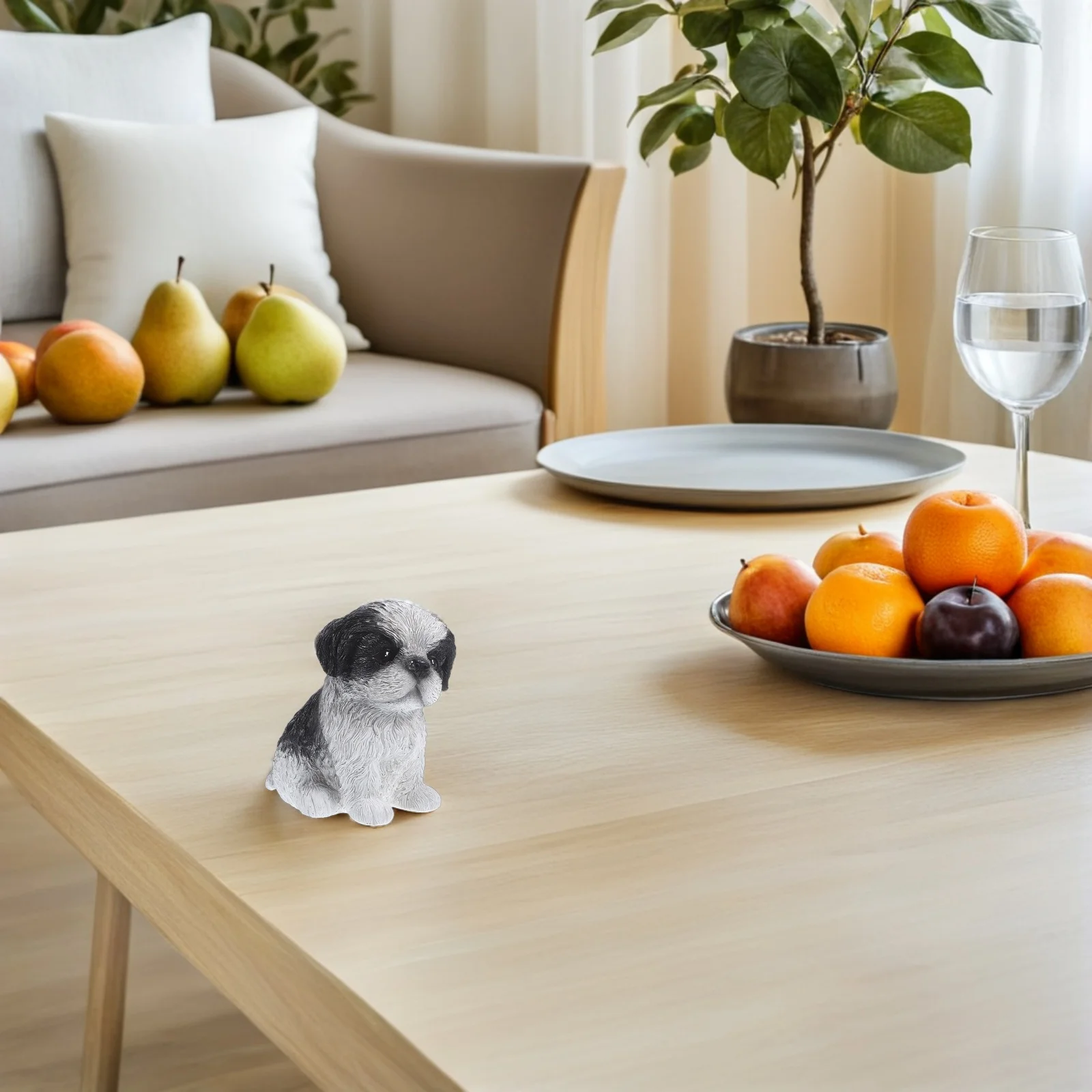 

2pcs Mini Dog s Resin Lifelike Puppy Statues Small Home Office Decor Desktop Bookshelf Table Ornaments Miniature