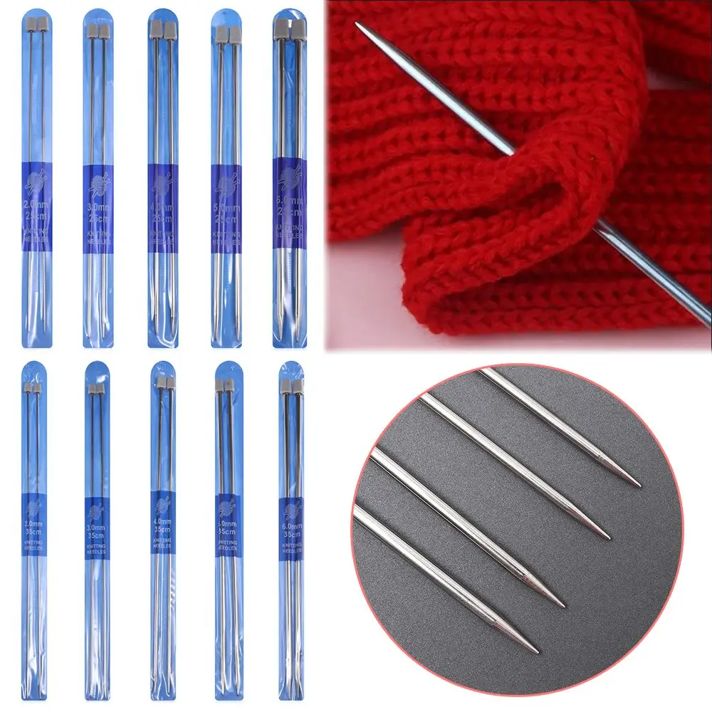 2Pcs/Set Stainless Steel Straight Knitting Needles DIY Sweater Weave Crochet Hooks Metal Crochet Knitting Tools Accessories