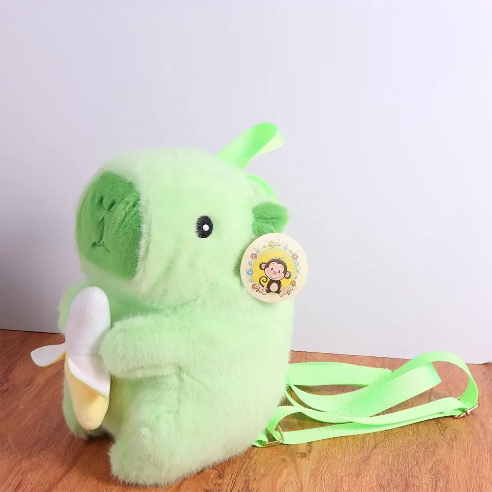 Large Capacity Capybara Plush Backpack Simulation Green Banana Not Anxious Capibara Doll School Bag Shoulder Soft