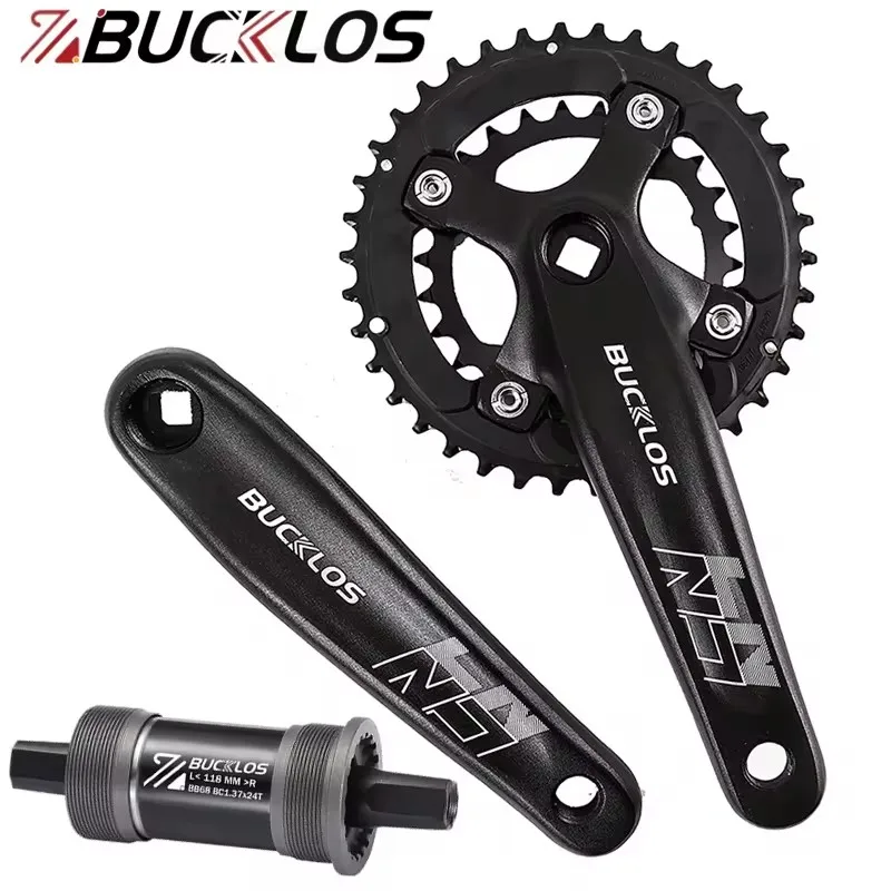 BUCKLOS 104BCD Crankset 26T 38T Bicycle Chainring 2x10S 170mm Bicycle Square Hole Crank Set with BB Mountain Bike Accessories