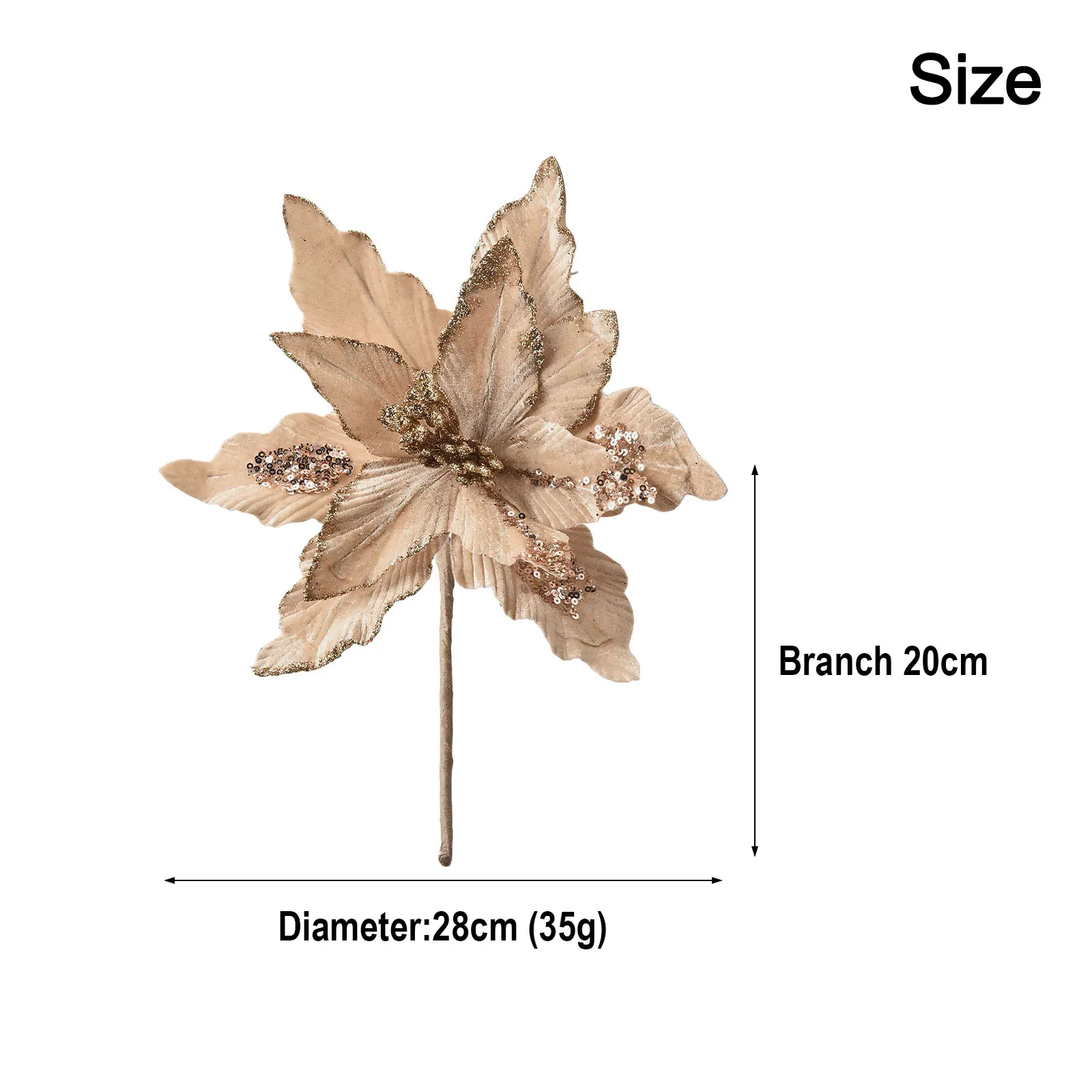 1pcs Artificial Christmas Flowers Christmas Glitter Decor Poinsettias Perfect Xmas Decoration Four Colors 20cmx28cmx2cm