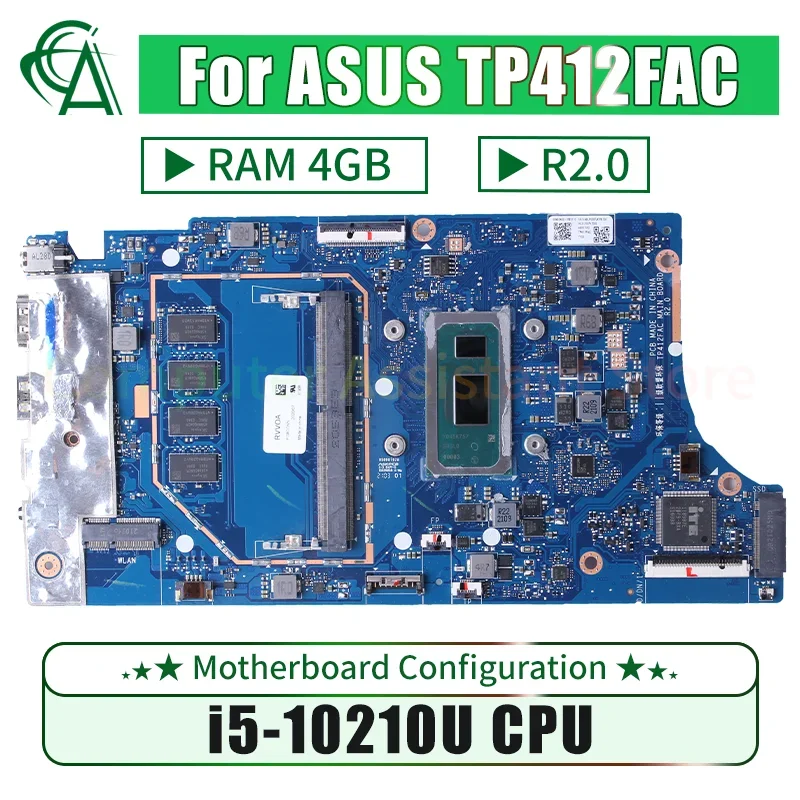 TP412FAC For ASUS SF4100F TP412 TP412F TP412FAC Laptop Motherboard SRGKY i5-10210U 4G RAM 60NB0N30-MB6010 Notebook Mainboard