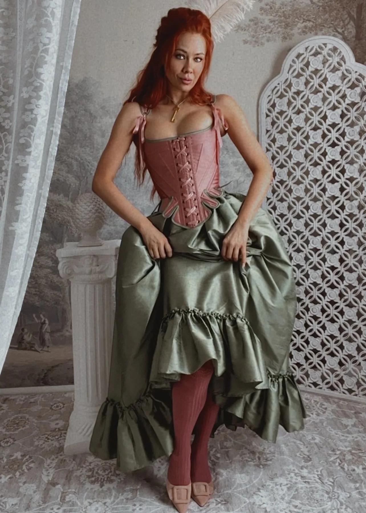 custom Vintage Contrasting Taffeta Corset Prom Dress Set Renaissance A-line Evening Party Dress for Women 2024 Vestidos De