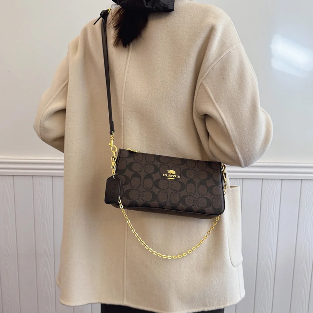 High-end style bag 2026 new women's mahjong bag retro print elegant chain bag underarm bag crossbody bag image 4