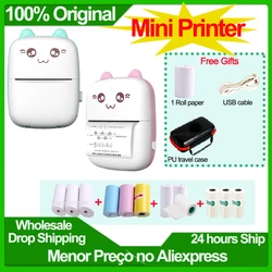 Portable Thermal Printer Mini Wireless BT 203dpi Photo Label Memo Wrong Question Print USB Cable Imprimante Portable Travel Case