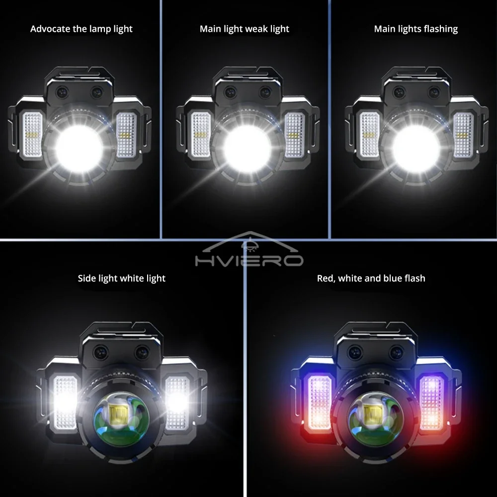 Telescopic Zoom Intelligent Sensing Headlight Camping Flashlight Hands Free Long Distance Light Outdoor Adventure Lighting Tool